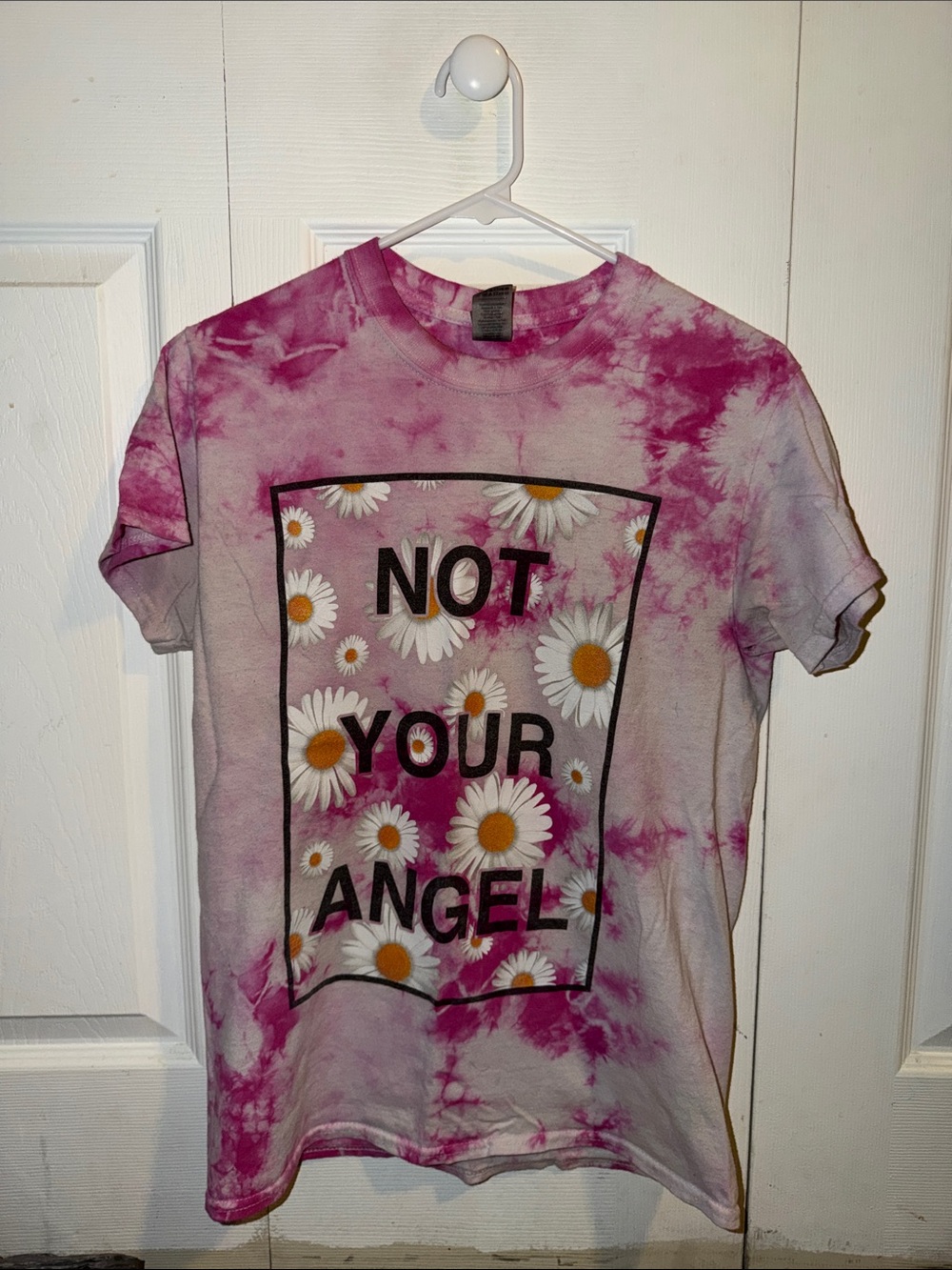 Pink Tie-Dye 'Not Your Angel' Daisy Graphic Tee